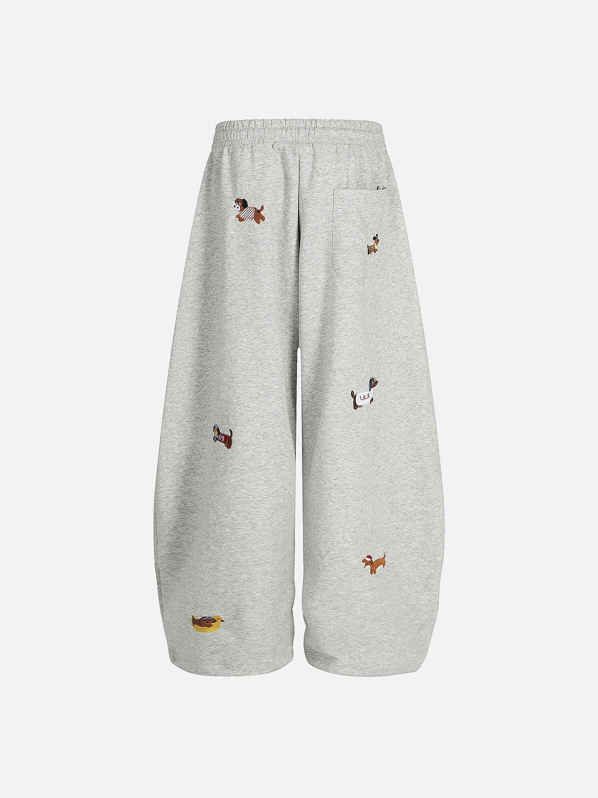 Haaura Embroidery Puppy Baaggy Barrel Sweatpants