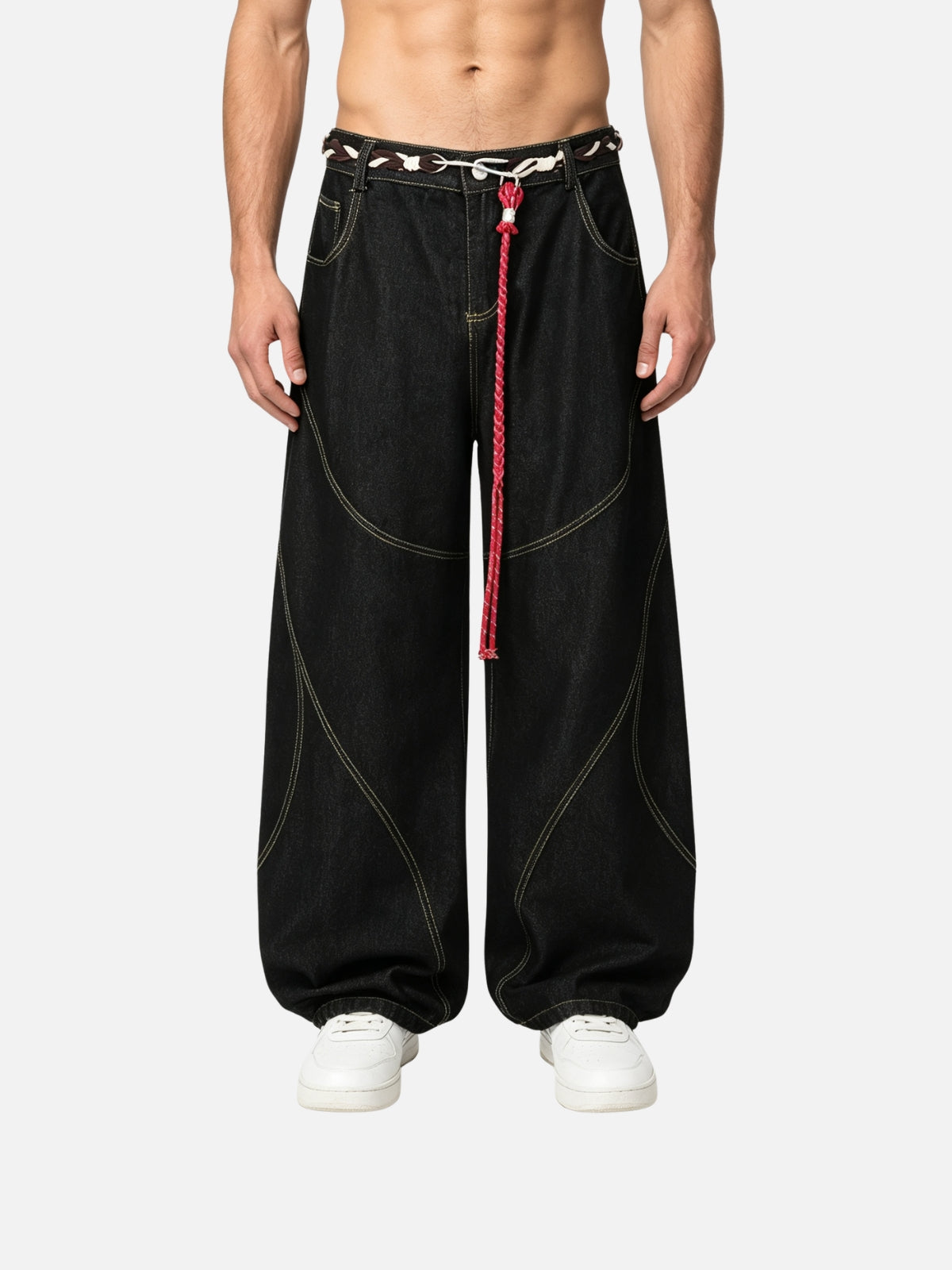 Haaura Arcuate Tassel Baggy Jeans