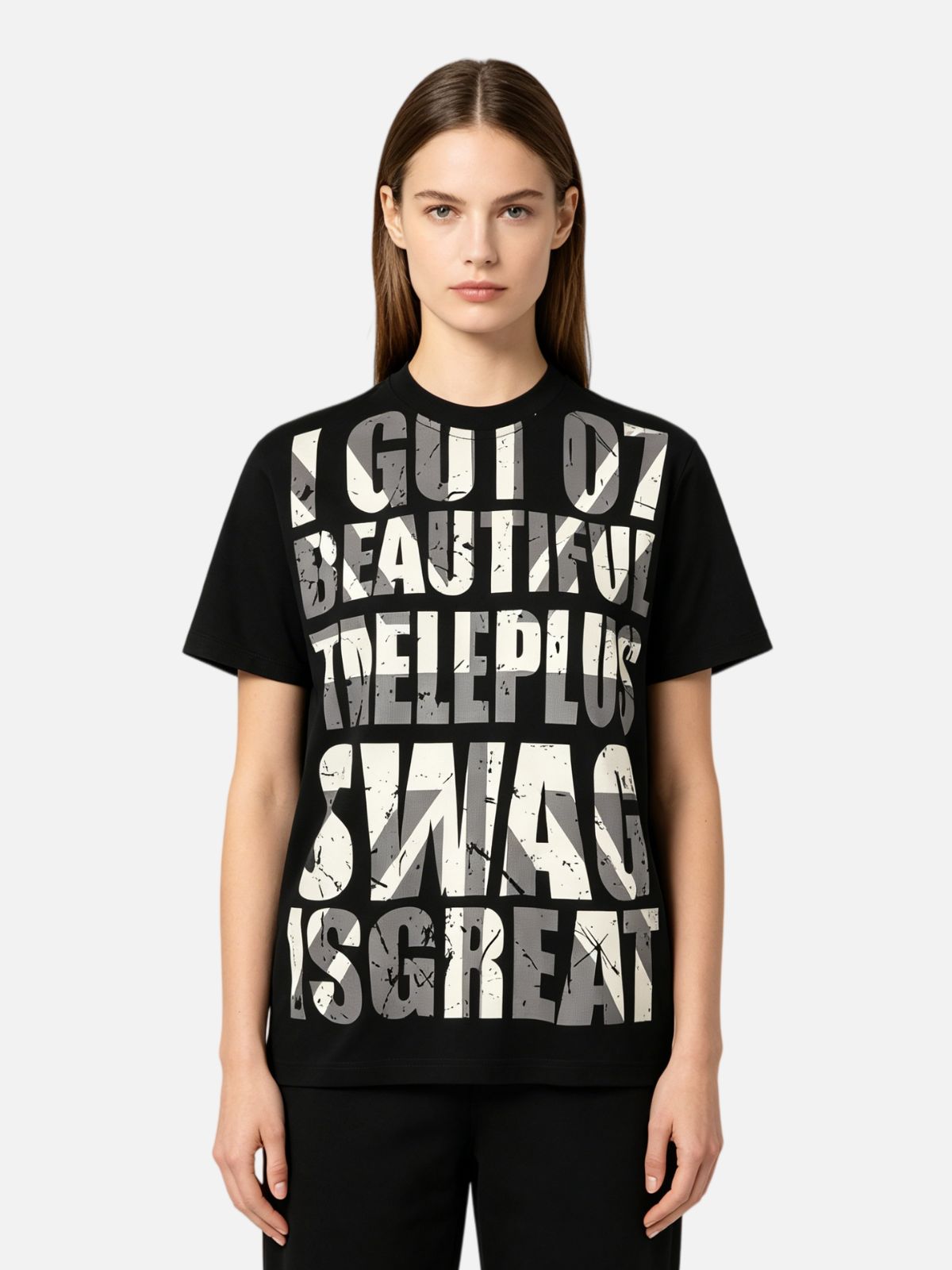 Haaura Distressed Graphic Slogan Tee