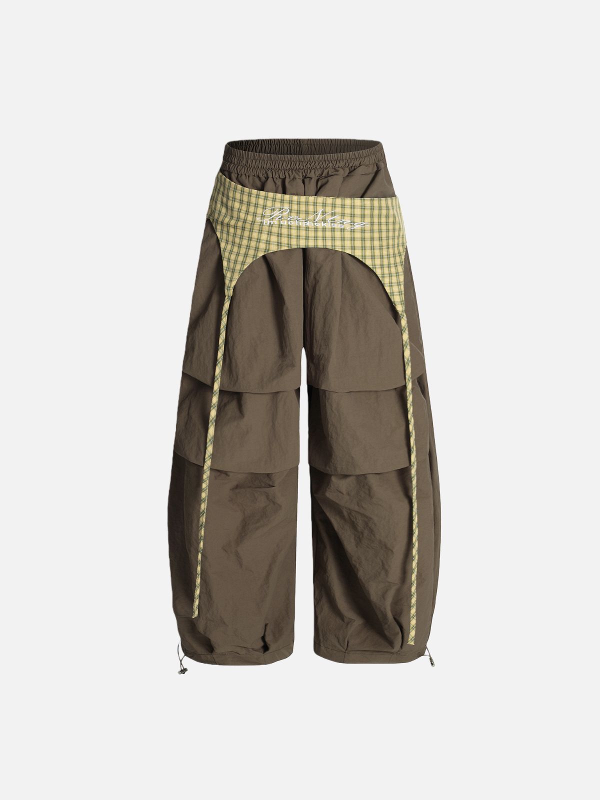 Haaura Vintage Plaid Waistband Baggy Joggers