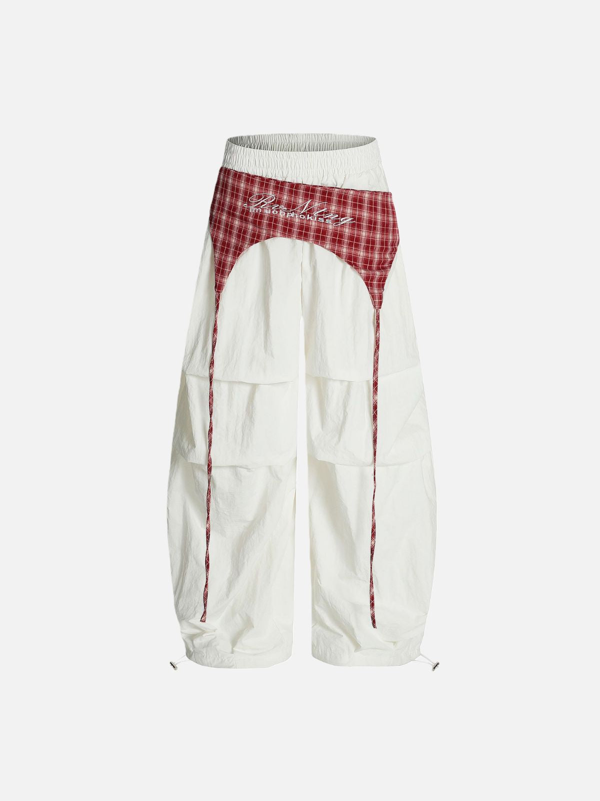 Haaura Vintage Plaid Waistband Baggy Joggers