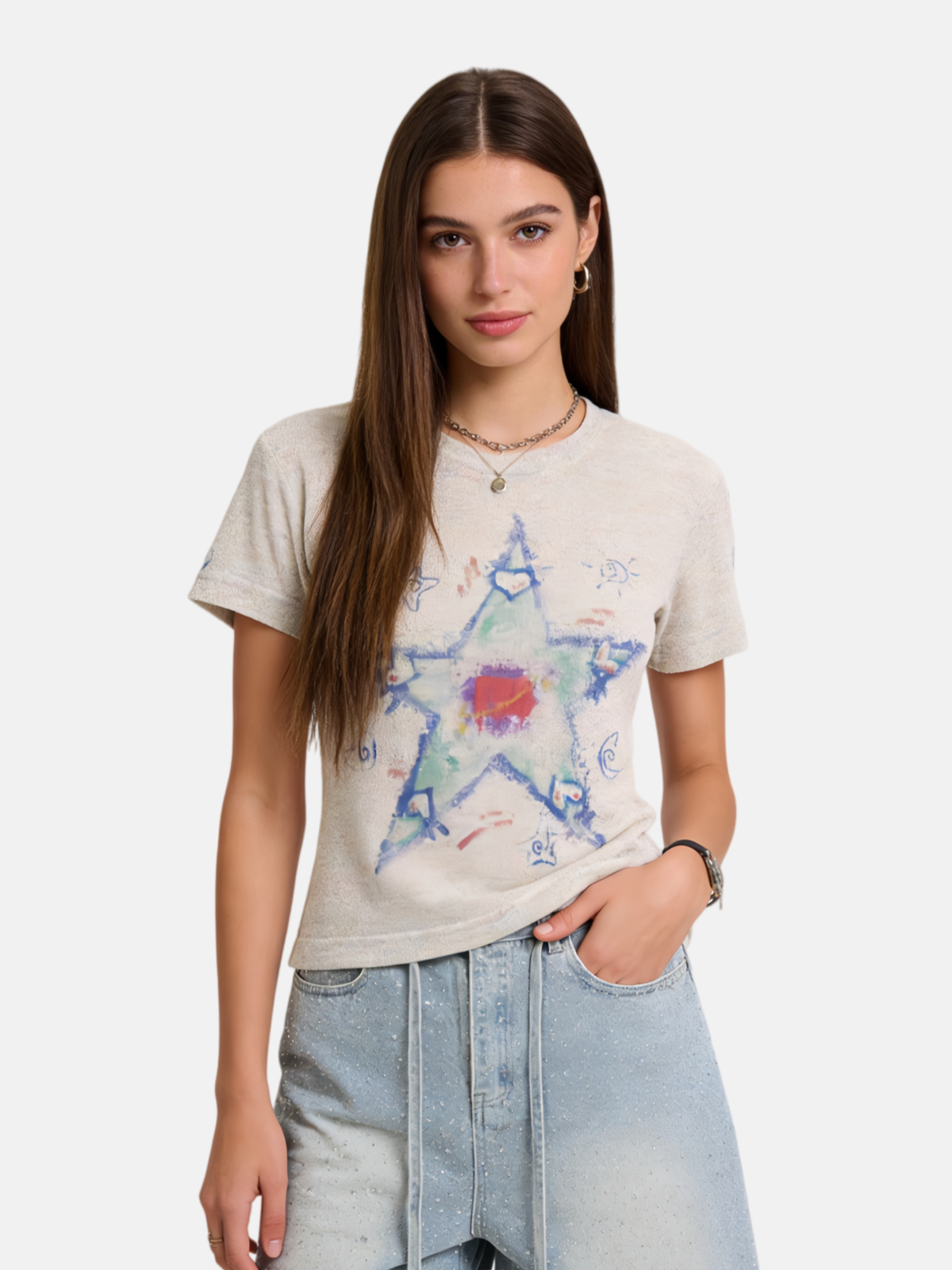 Haaura Hand-Drawn Star Doodle Tee