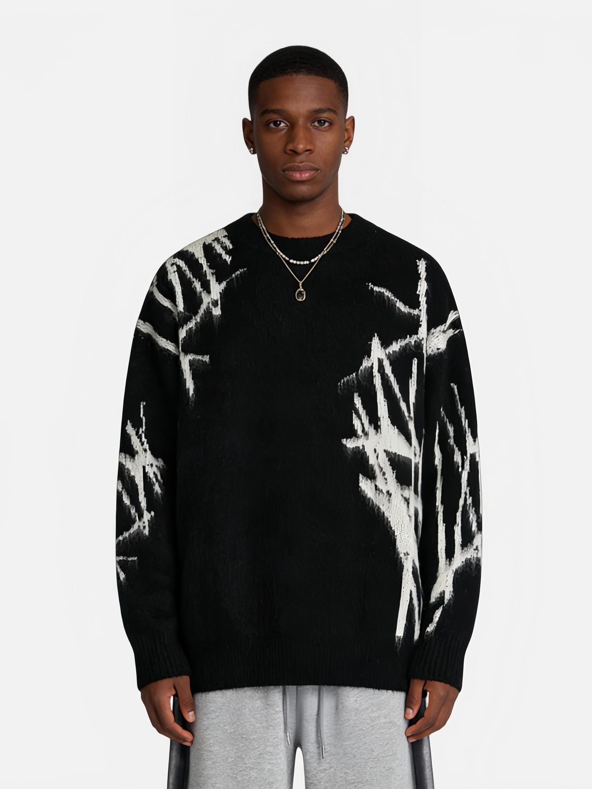 Haaura Irregular Graffiti Graphic Sweater