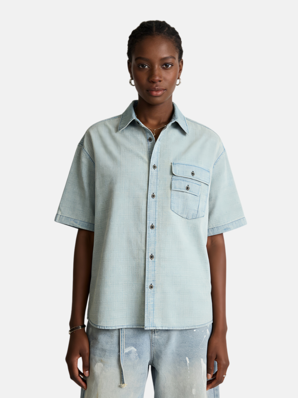 Haaura Layered Pocket Short Sleeve Shirt