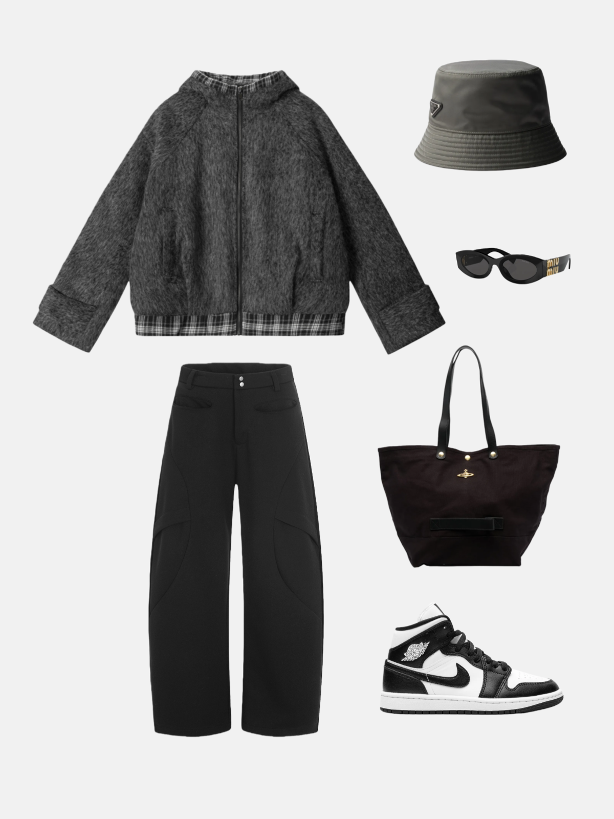 Haaura Plaid-Lined Tweed Cropped Jacket
