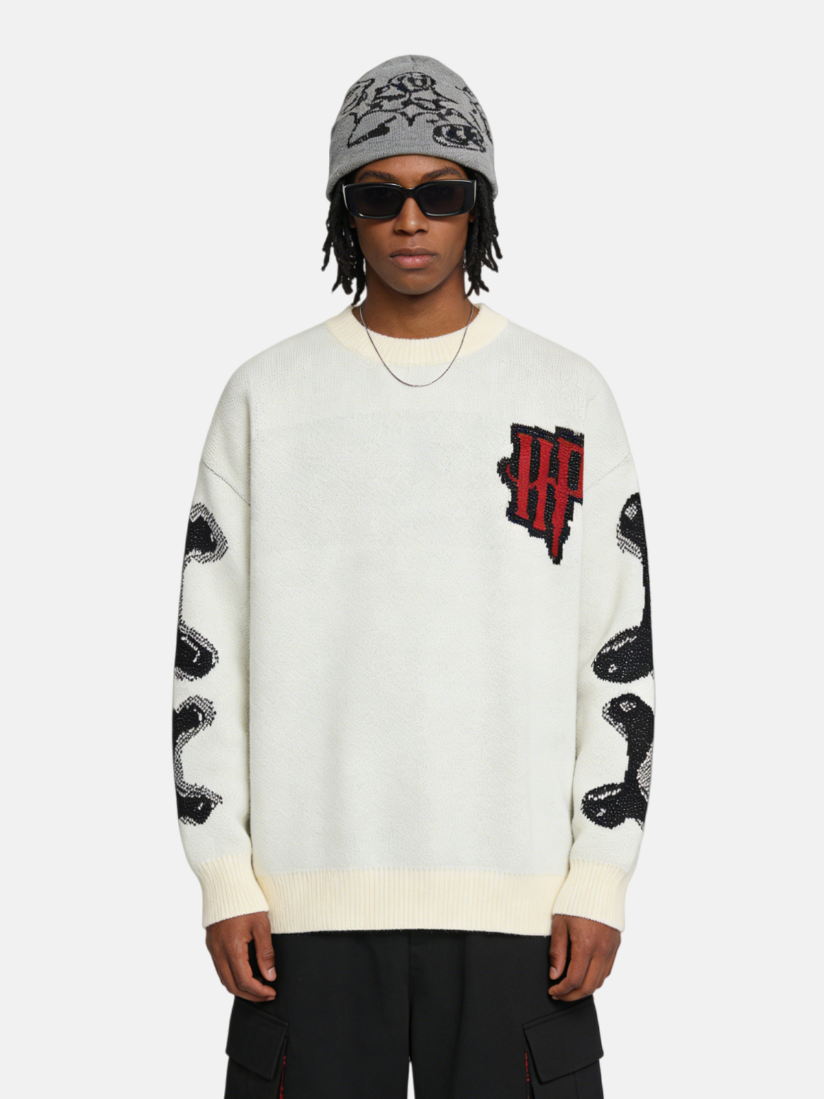 Haaura Skeleton Graphic Knit Sweater