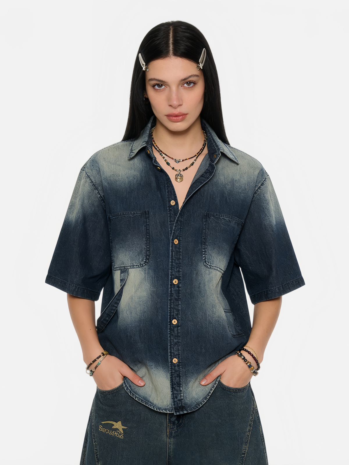 Haaura Utility Style Denim Shirt
