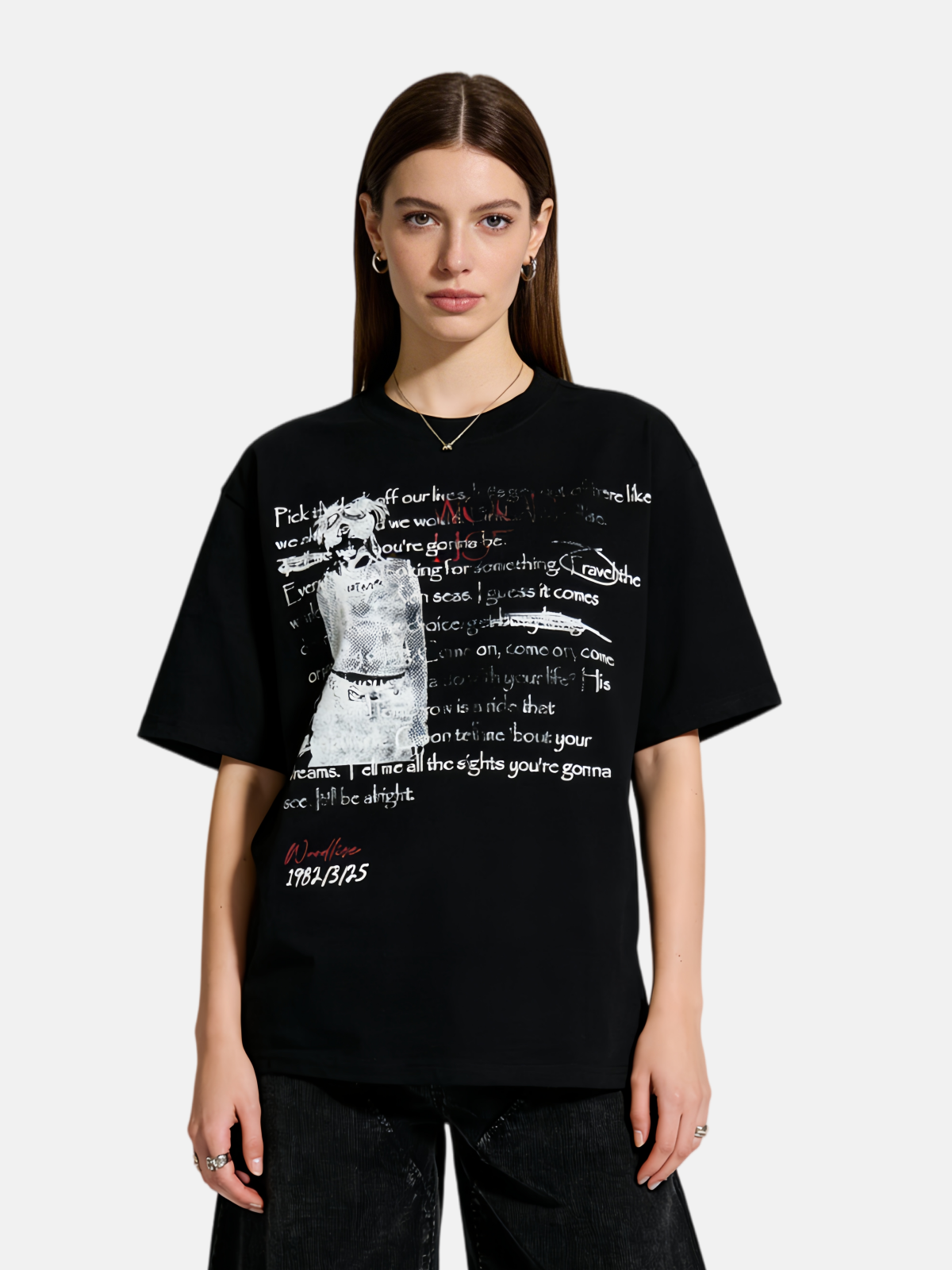 Haaura Vintage Text Print Tee