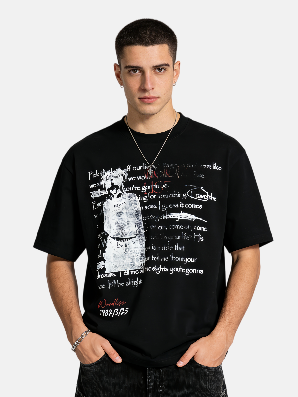 Haaura Vintage Text Print Tee