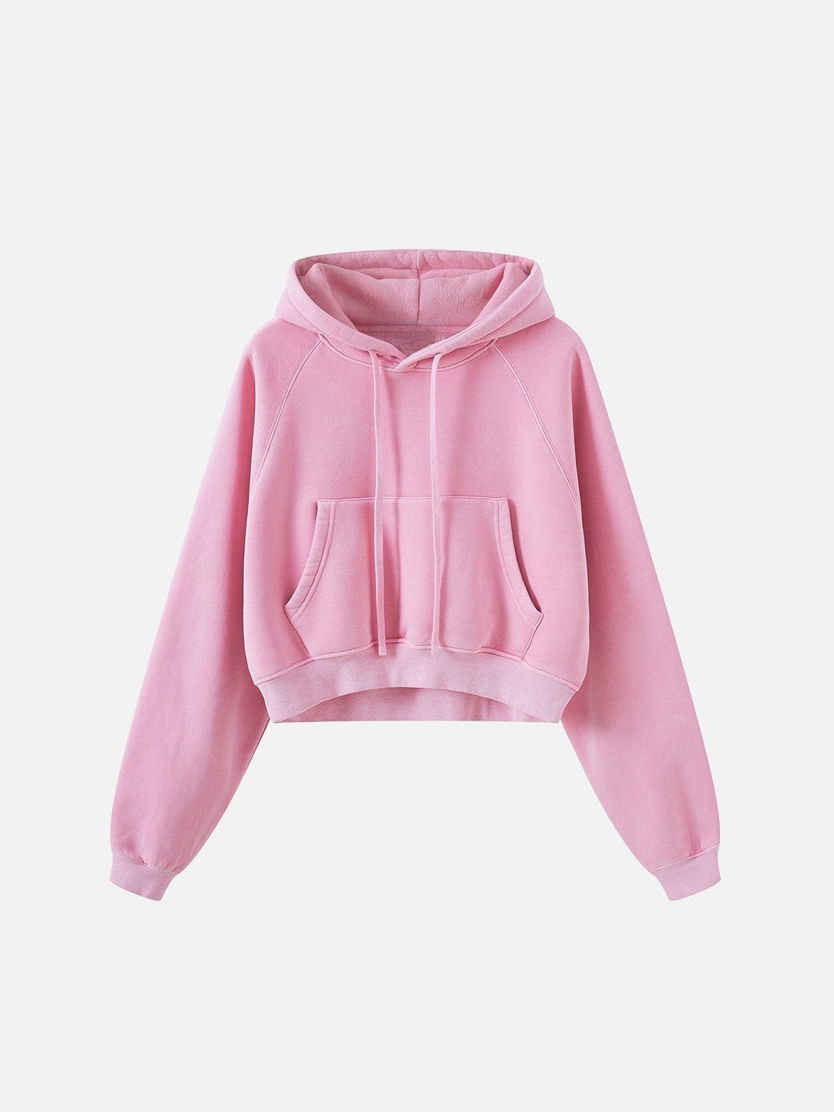 Haaura Cropped Raglan Sleeve Washed Pullover Hoodie