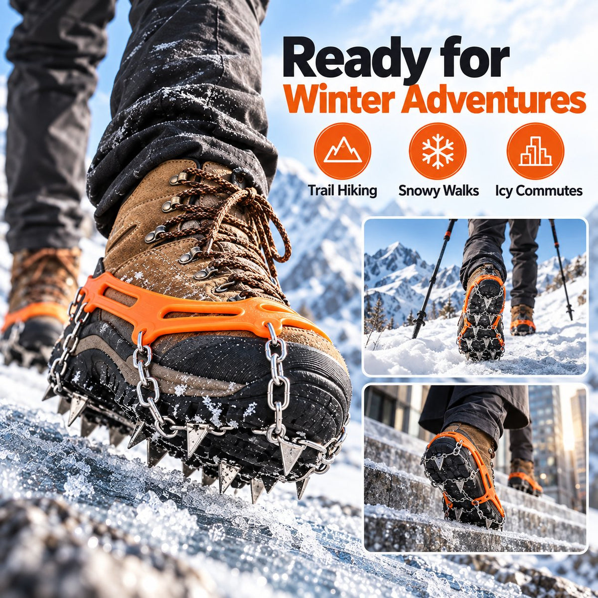 🧗♂️8/10-Tooth Welded Chain Crampons | Non-Slip Snow Ice Grips for Outdoor Hiking❄️