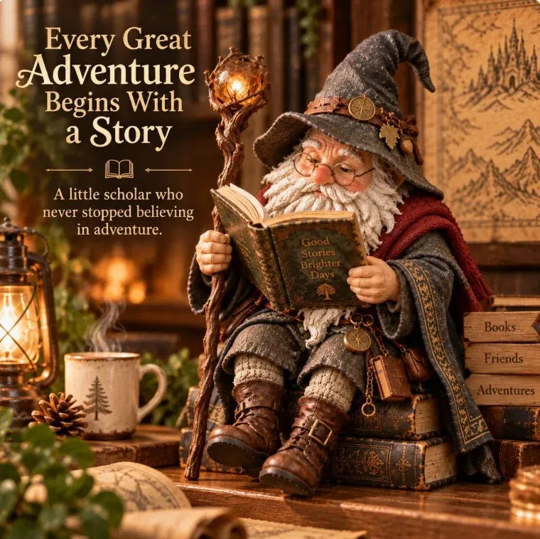 🧙♂️✨ Enchanted Book Lover Figurine – Whimsical Fantasy Reader Decor for Shelves, Desks & Cozy Reading Corners