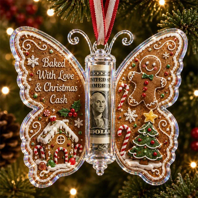 ๐ฆ๐ต 3D Embossed Butterfly Christmas Cash Gift Ornament โ Holiday Money Holder Keepsake ๐โจ