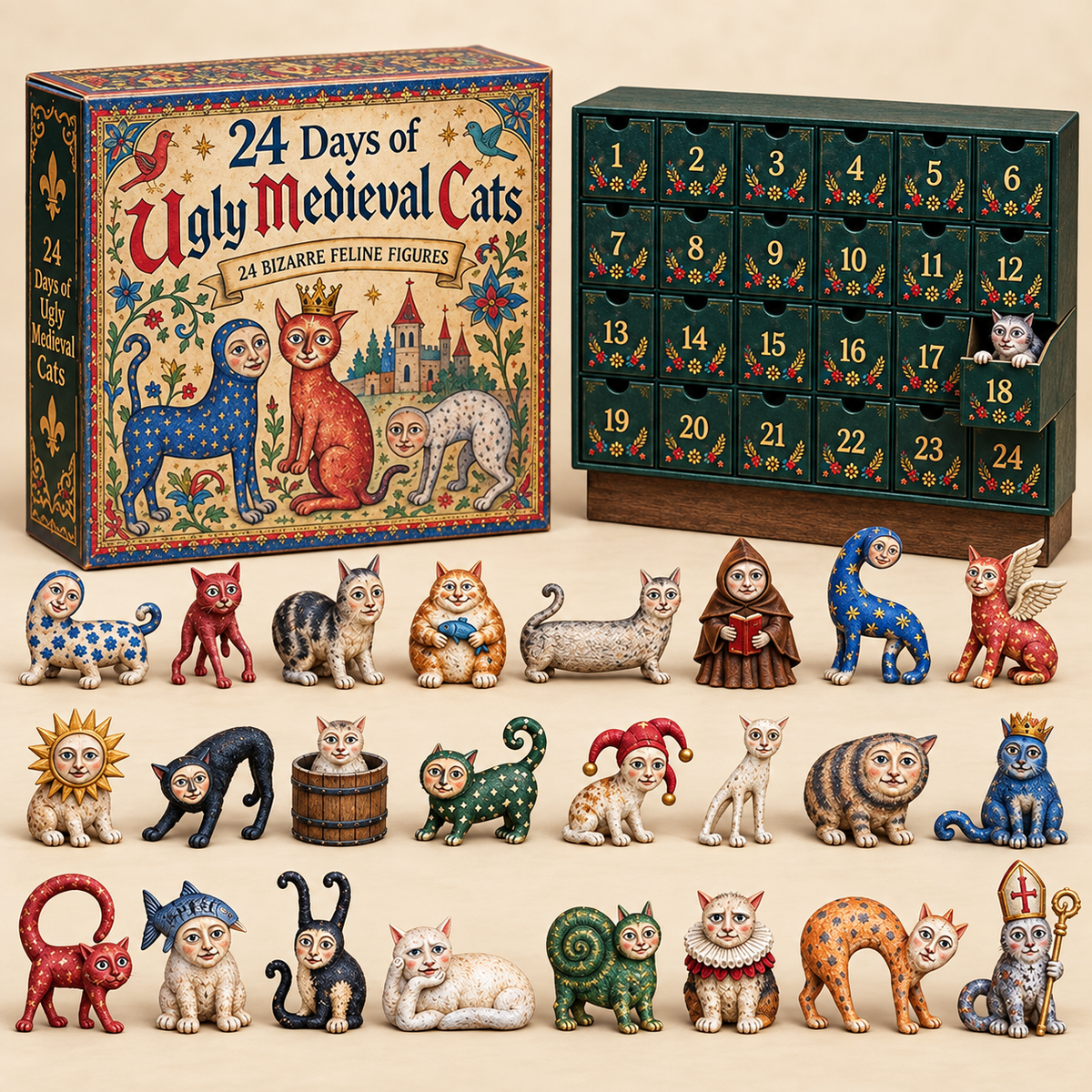 ๐๐ฐ 24 Days of Ugly Medieval Cats โ Hilariously Weird Cat Advent Calendar 2026