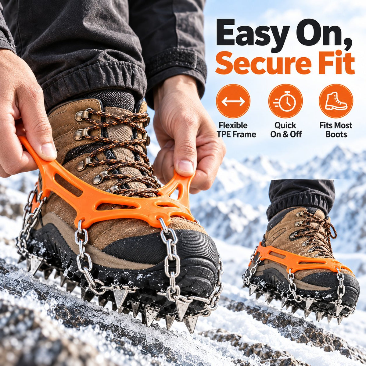 🧗♂️8/10-Tooth Welded Chain Crampons | Non-Slip Snow Ice Grips for Outdoor Hiking❄️