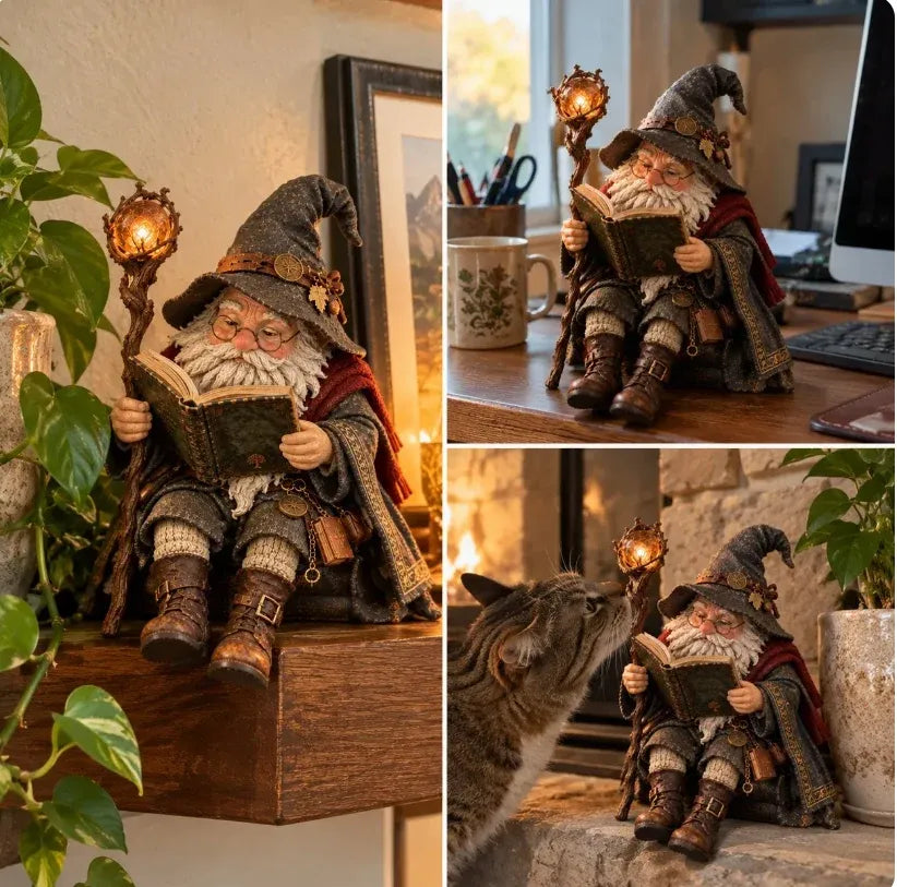 🧙♂️✨ Enchanted Book Lover Figurine – Whimsical Fantasy Reader Decor for Shelves, Desks & Cozy Reading Corners