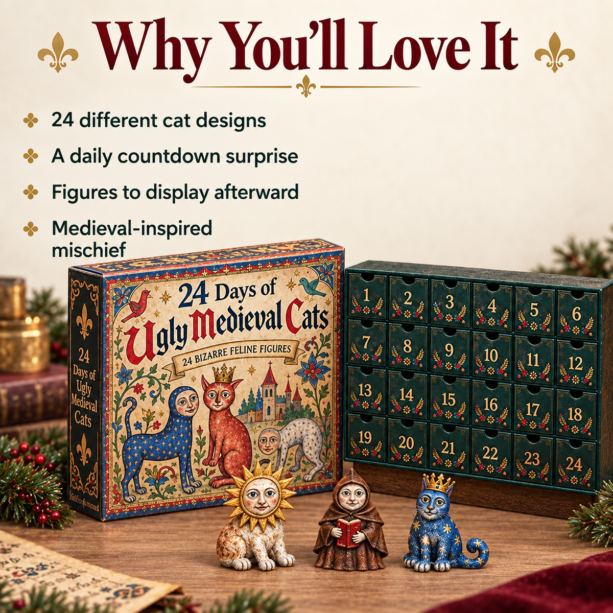 ๐๐ฐ 24 Days of Ugly Medieval Cats โ Hilariously Weird Cat Advent Calendar 2026