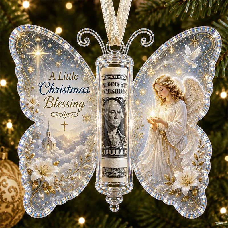 ๐ฆ๐ต 3D Embossed Butterfly Christmas Cash Gift Ornament โ Holiday Money Holder Keepsake ๐โจ