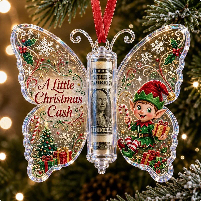 ๐ฆ๐ต 3D Embossed Butterfly Christmas Cash Gift Ornament โ Holiday Money Holder Keepsake ๐โจ