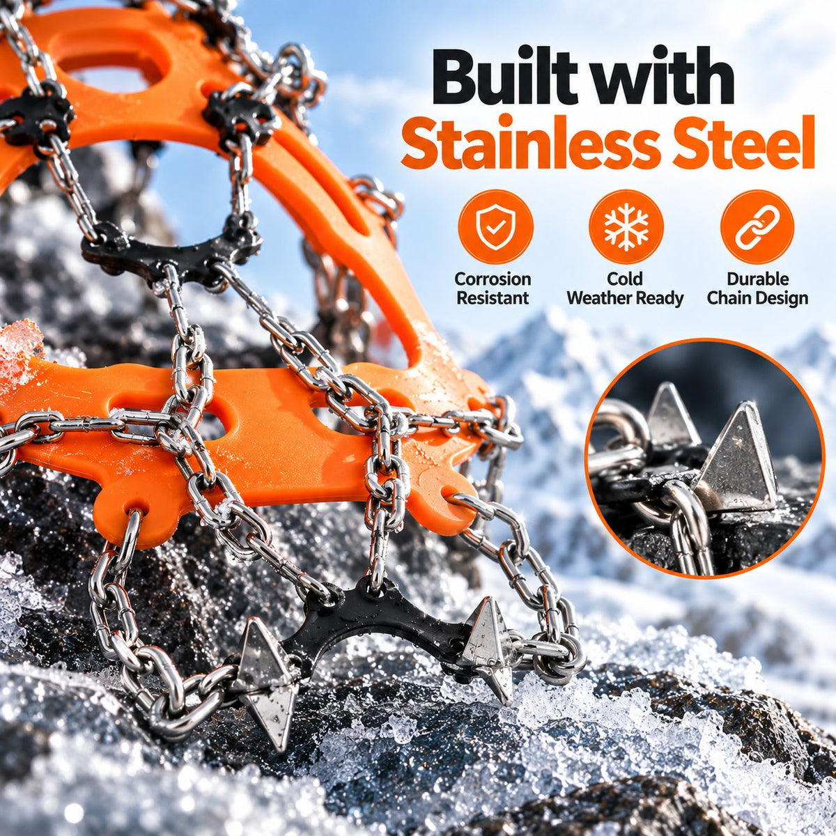 🧗♂️8/10-Tooth Welded Chain Crampons | Non-Slip Snow Ice Grips for Outdoor Hiking❄️