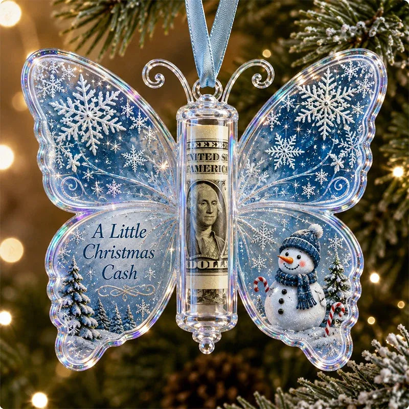 ๐ฆ๐ต 3D Embossed Butterfly Christmas Cash Gift Ornament โ Holiday Money Holder Keepsake ๐โจ
