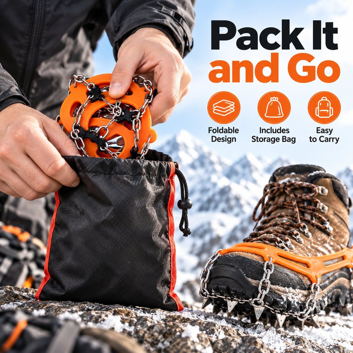 🧗♂️8/10-Tooth Welded Chain Crampons | Non-Slip Snow Ice Grips for Outdoor Hiking❄️