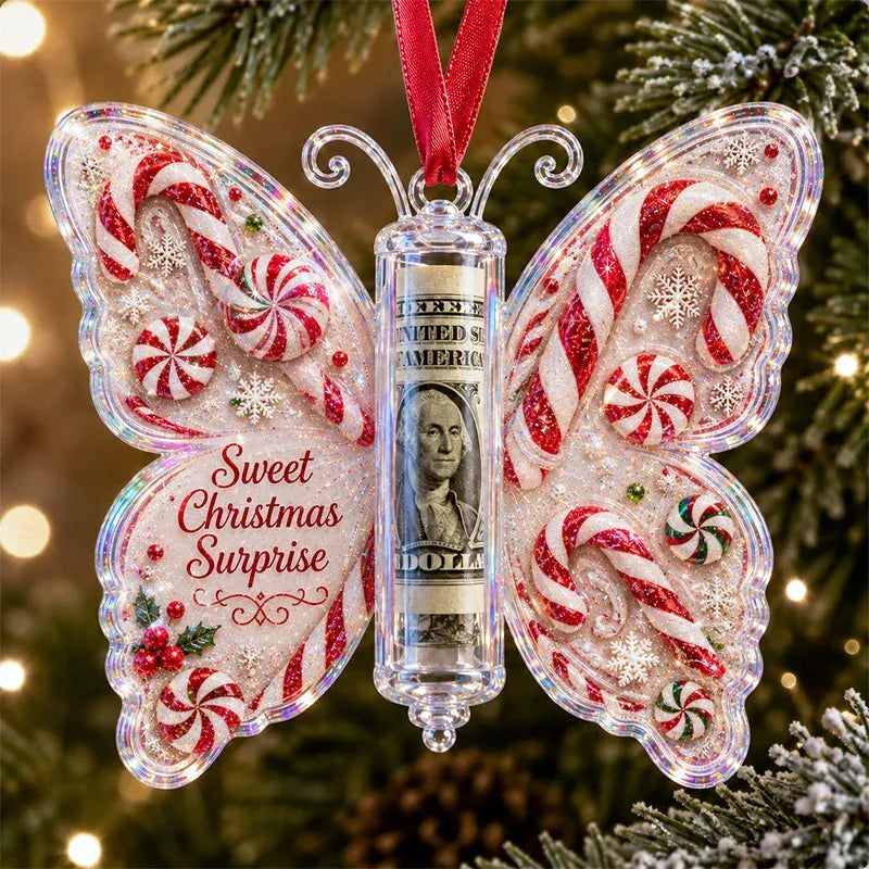๐ฆ๐ต 3D Embossed Butterfly Christmas Cash Gift Ornament โ Holiday Money Holder Keepsake ๐โจ