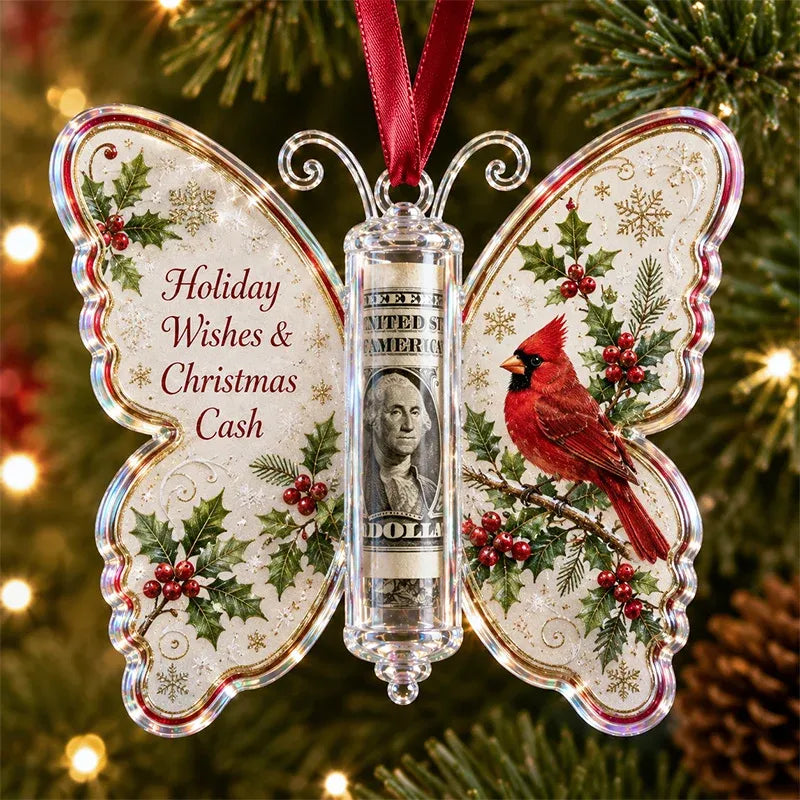 ๐ฆ๐ต 3D Embossed Butterfly Christmas Cash Gift Ornament โ Holiday Money Holder Keepsake ๐โจ