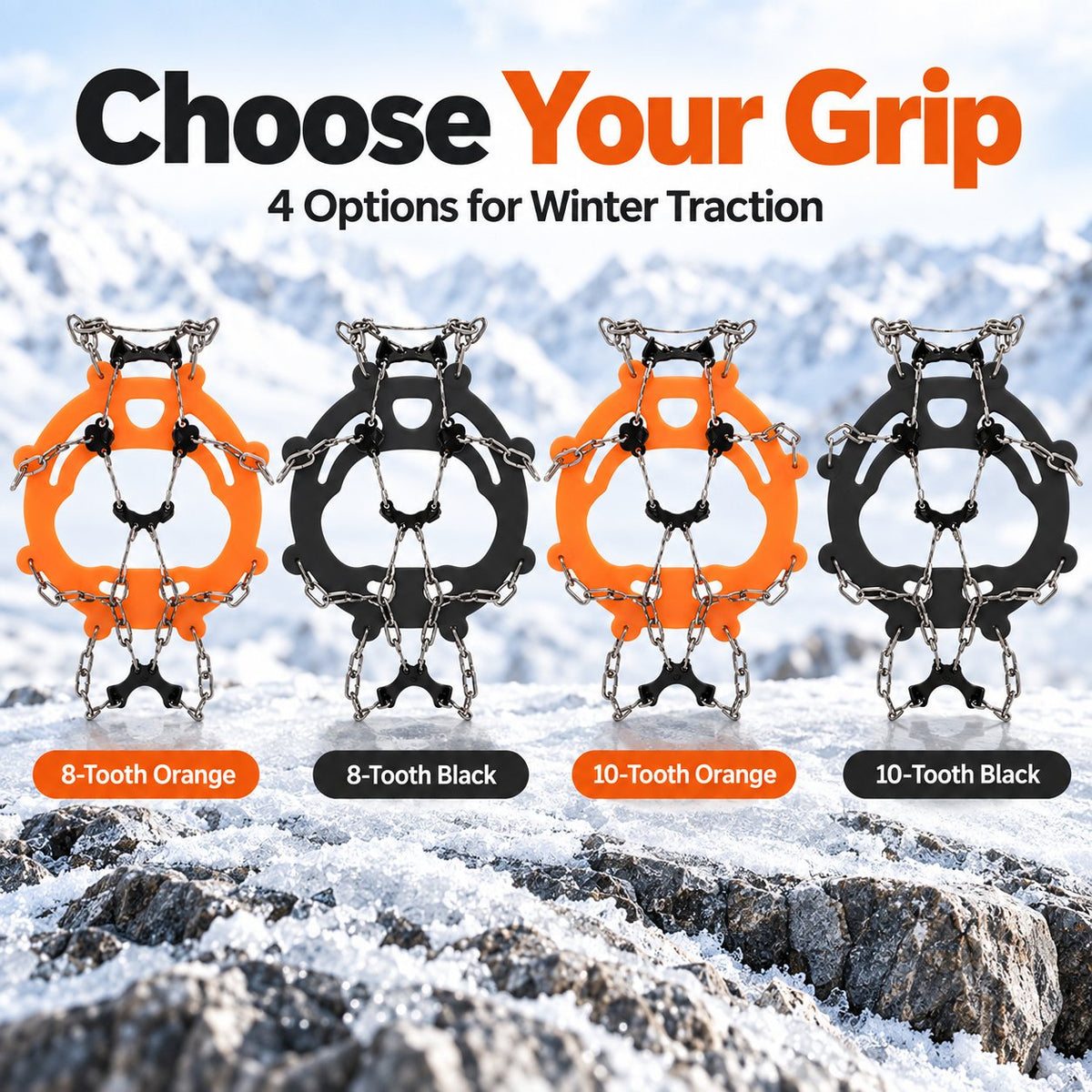 🧗♂️8/10-Tooth Welded Chain Crampons | Non-Slip Snow Ice Grips for Outdoor Hiking❄️