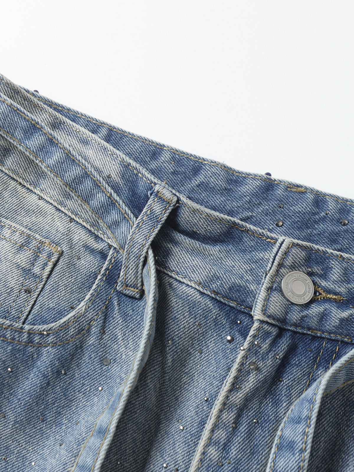 Haaura Baggy Rhinestone Jeans