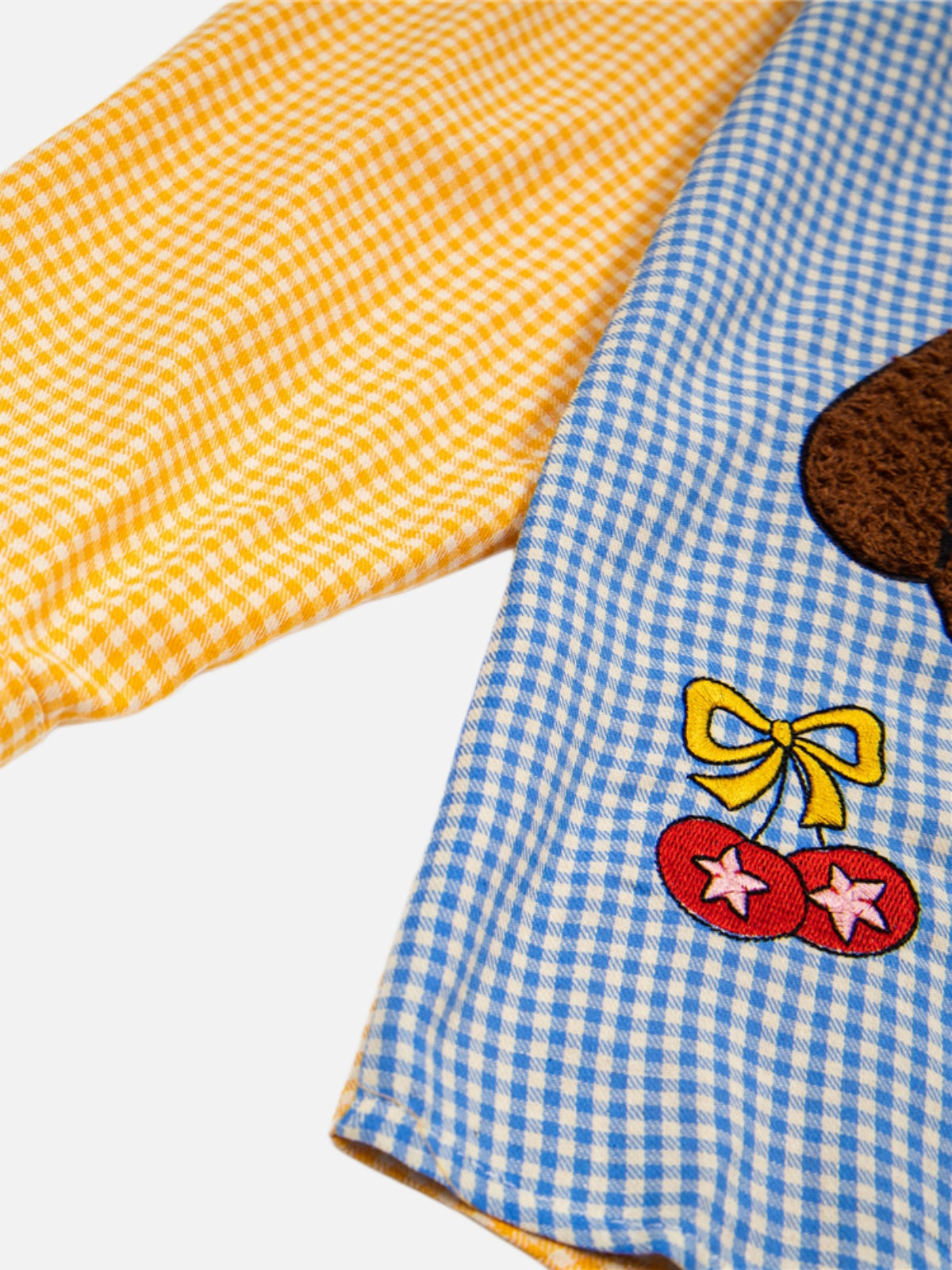 Haaura Teddy Bear Embroidered Patchwork Shirt