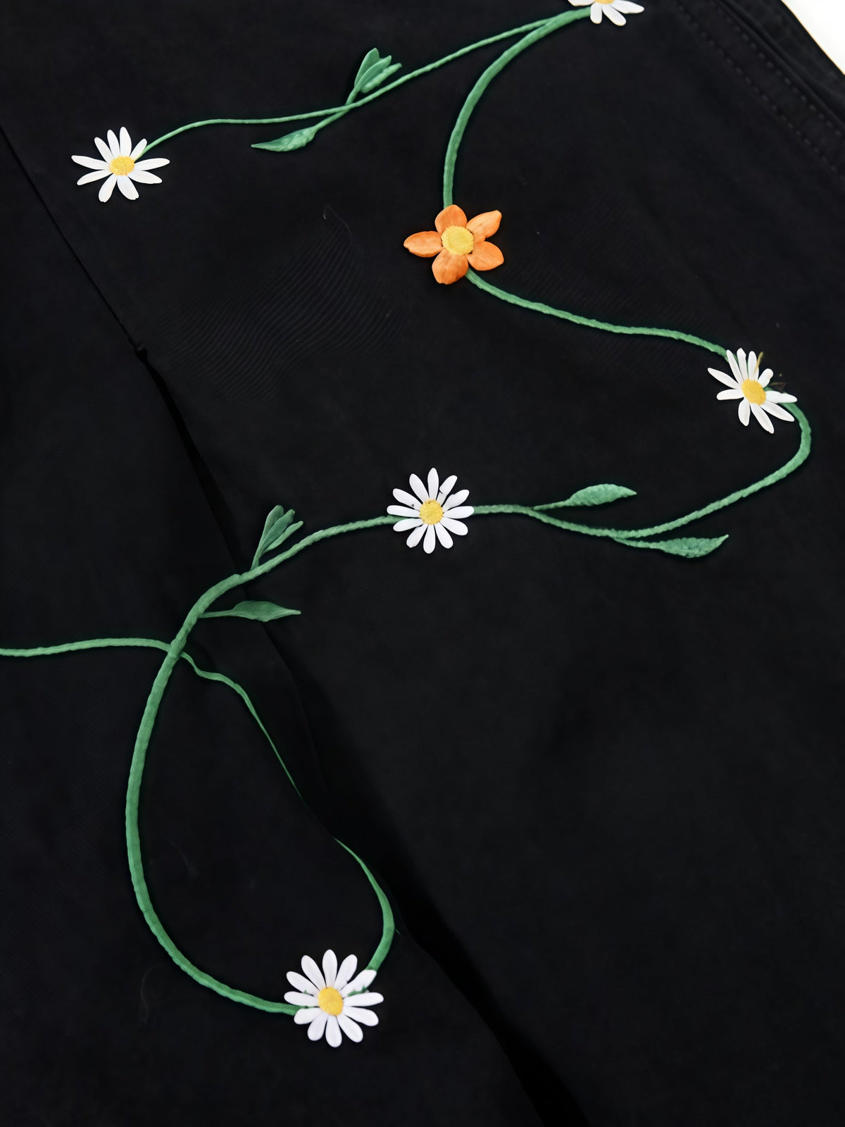 Haaura Botanical Floral Embroidery Baggy Pants