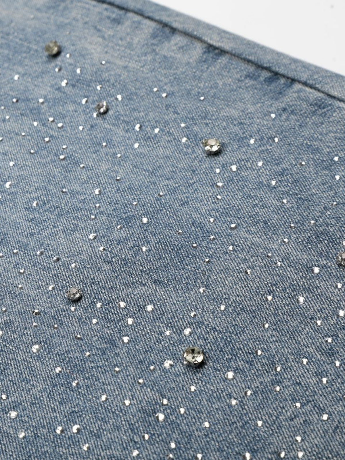 Haaura Baggy Wash Rhinestone Jeans