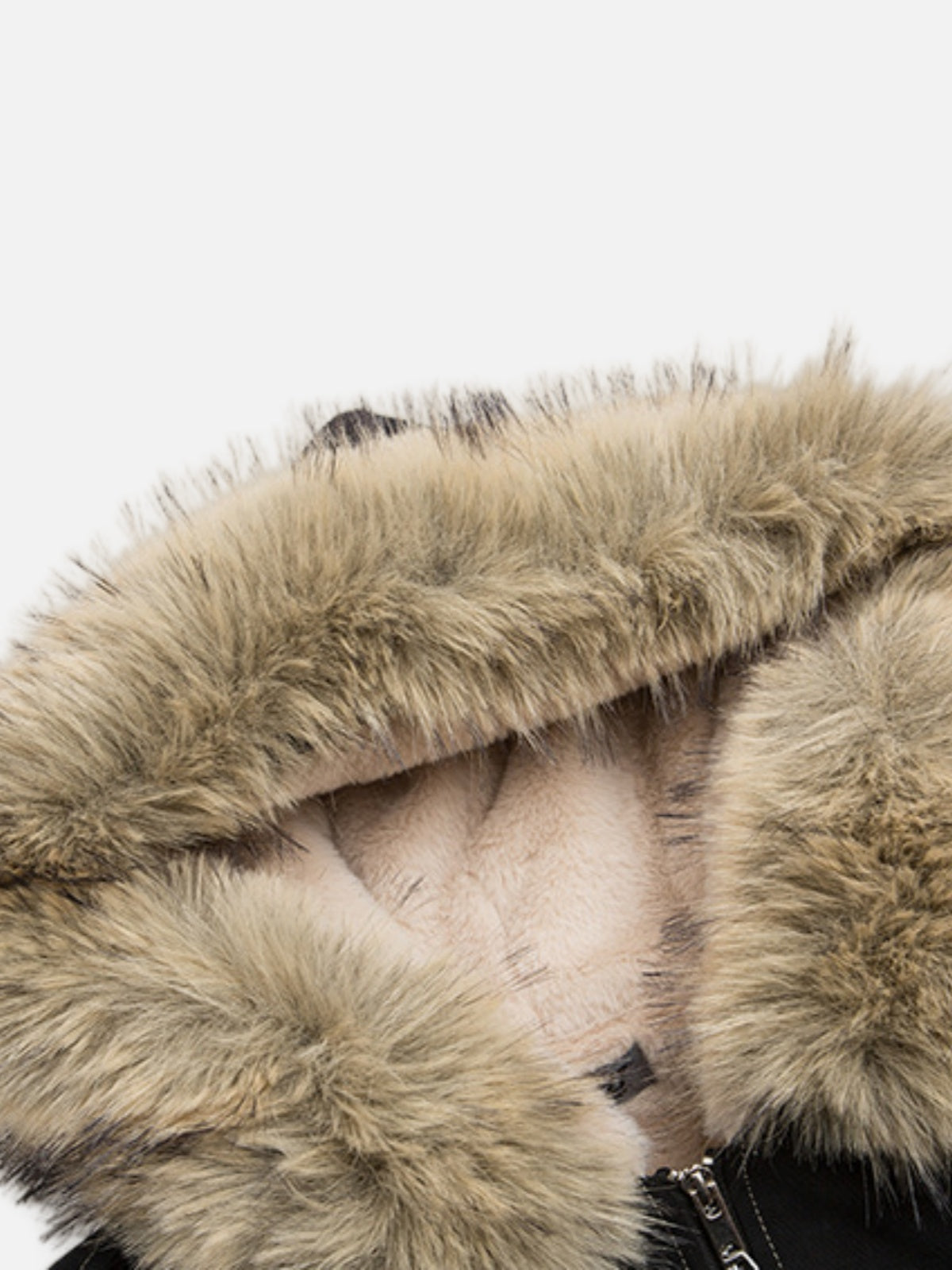 Haaura Faux Fur Trim Contrast Stitch Jacket
