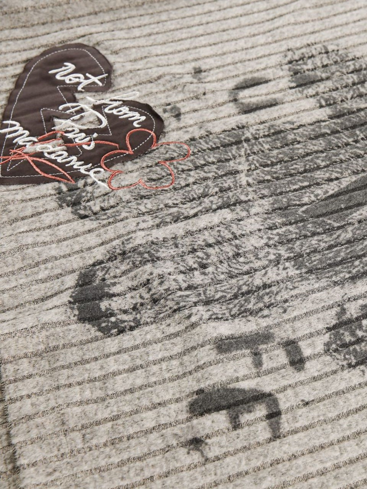 Haaura Bear-Print Patchwork Knit Sweater