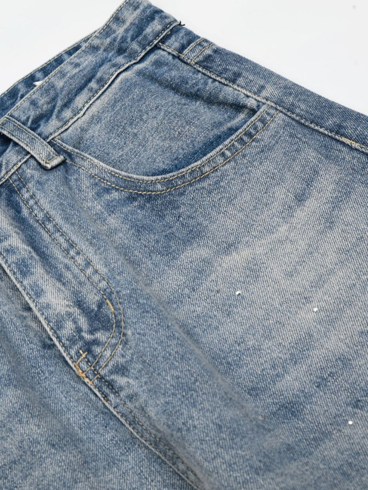 Haaura Baggy Wash Rhinestone Jeans