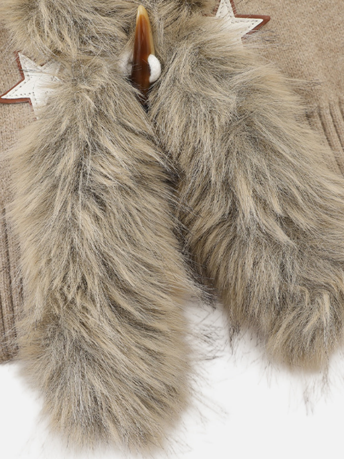 Haaura Fur Trim Star Hooded Cardigan