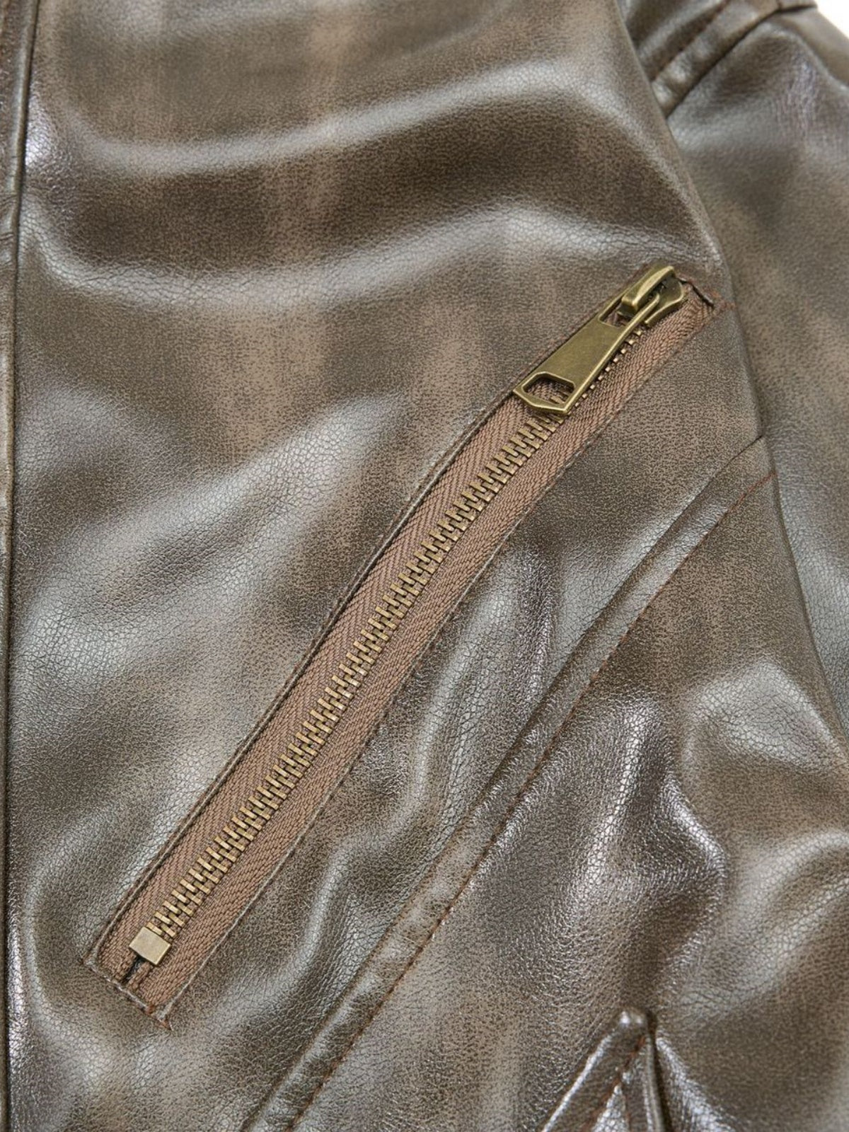 Haaura Distressed Zip Pocket Bomber Jacket