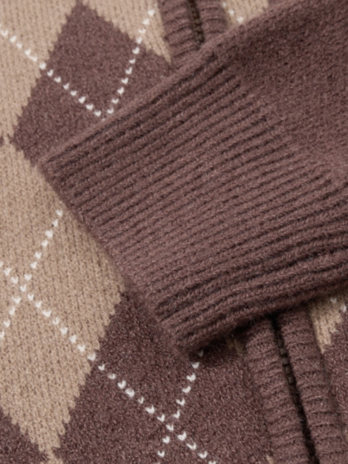 Haaura Argyle Zip Up Cardigan