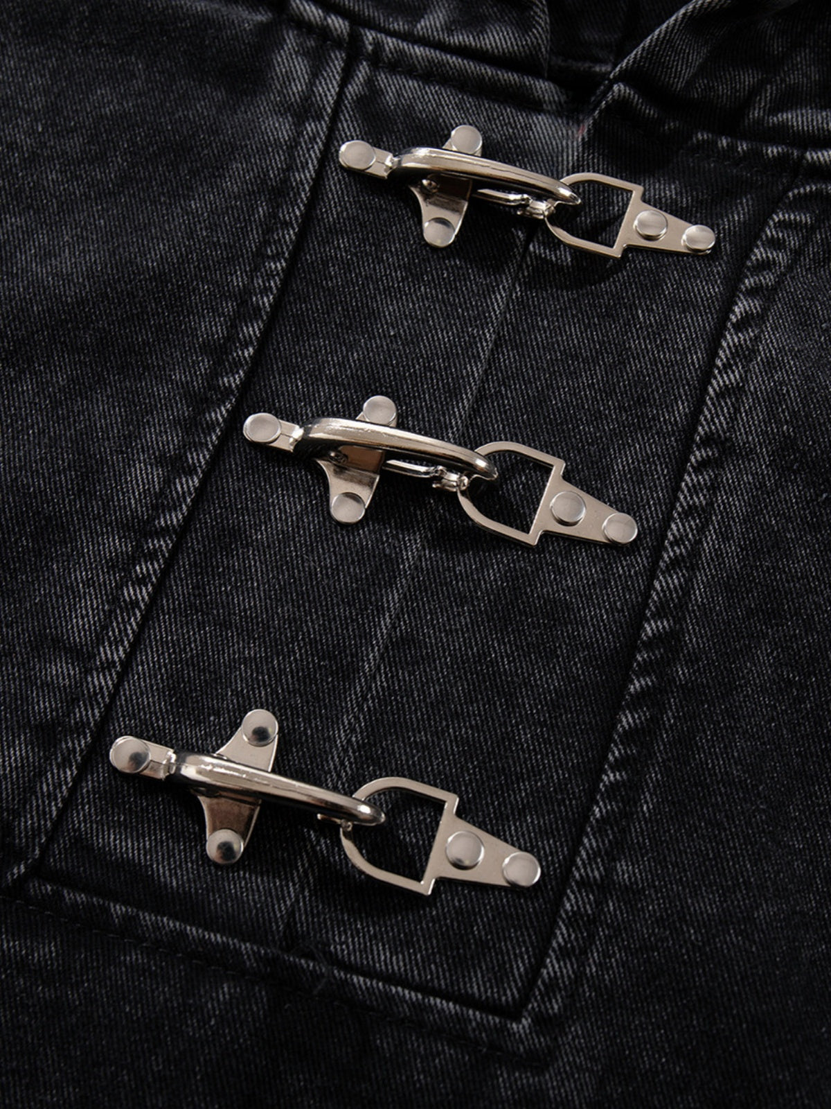 Haaura Buckle-Fastened Washed Denim Hoodie