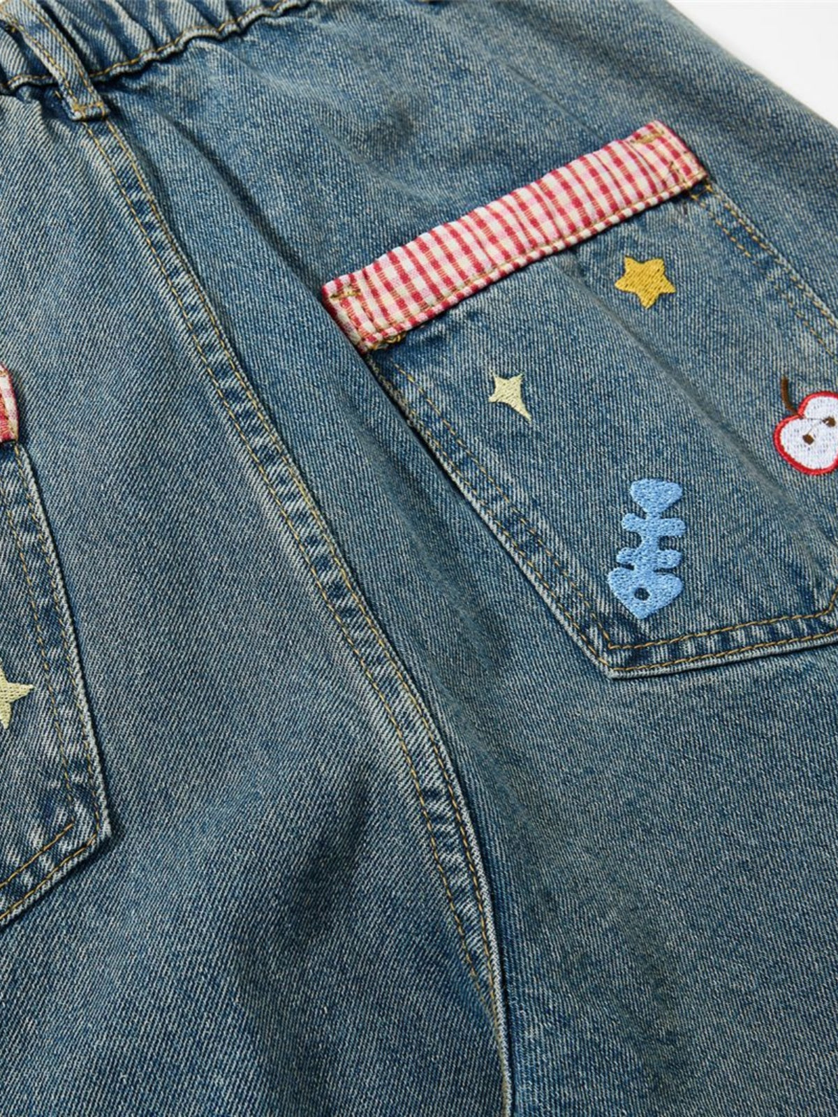 Haaura Cat Applique Baggy Cargo Jeans