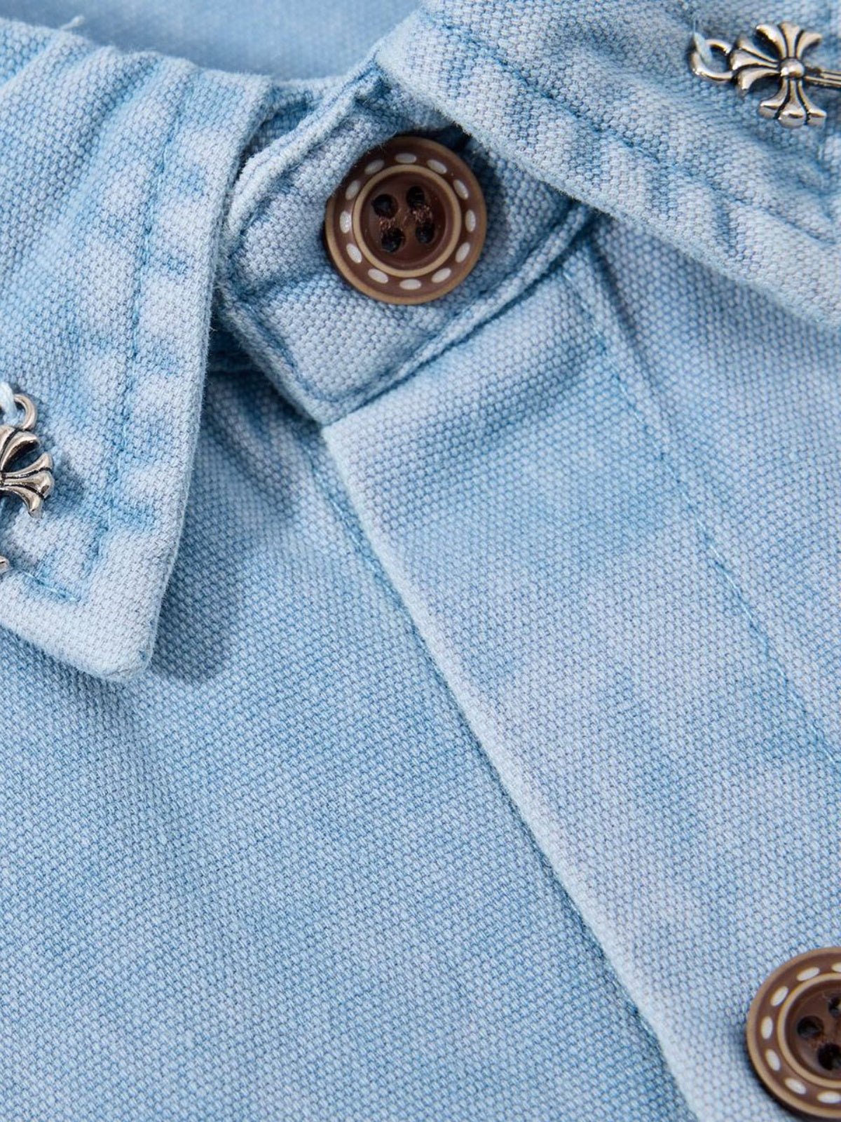 Haaura Boxy Washed Embroidered Pocket Denim Shirt