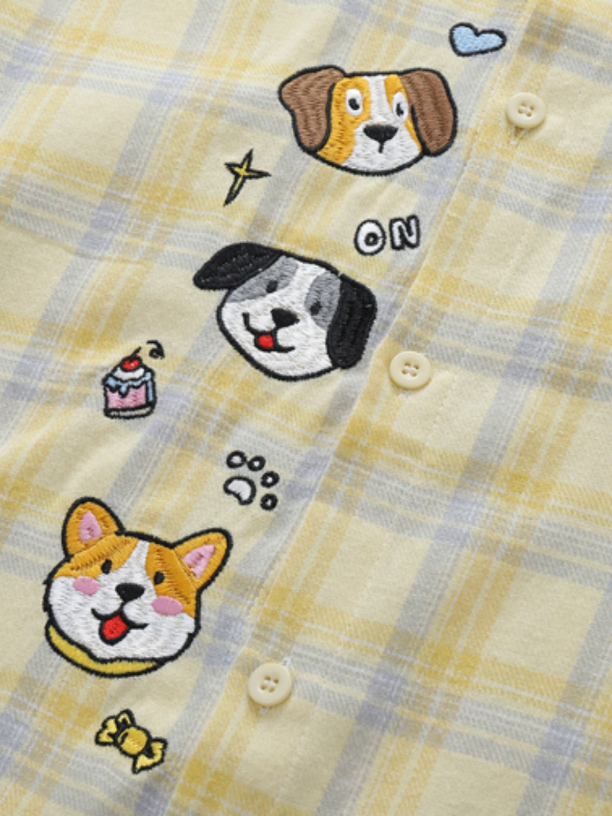 Haaura Pet Embroidered Plaid Short Sleeve Shirt