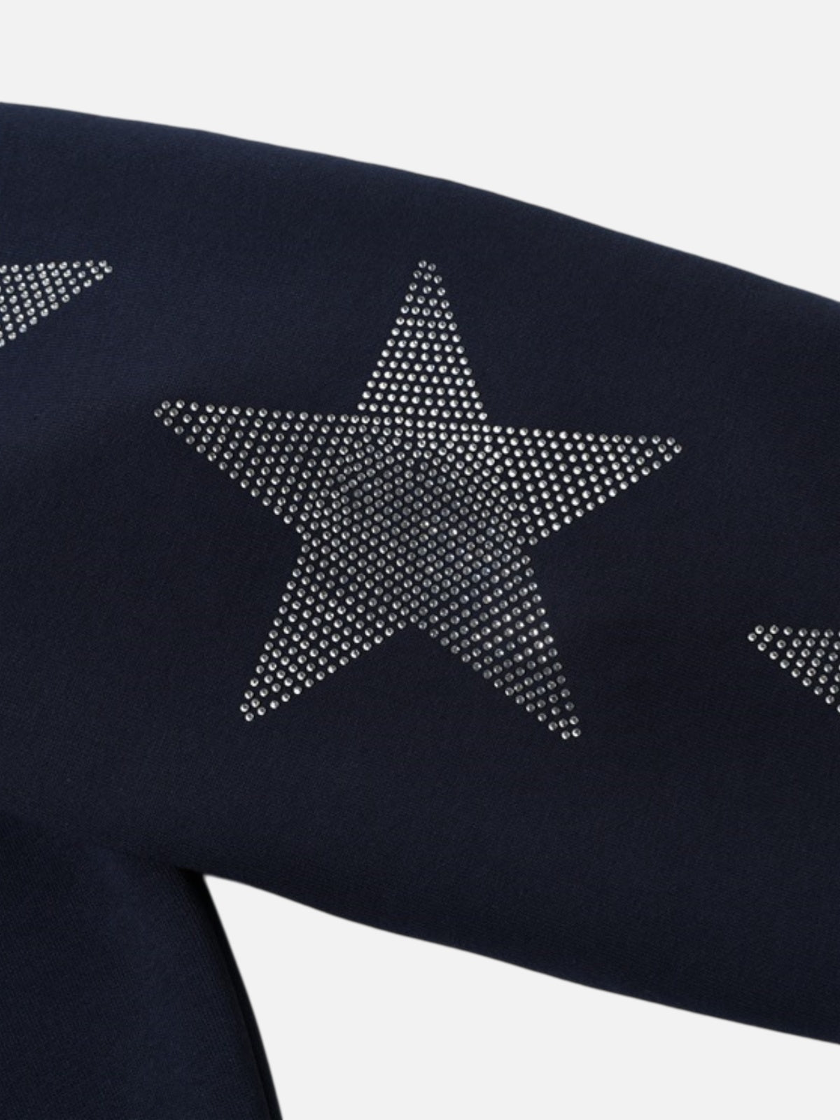 Haaura Rhinestone Star Sleeve Zip Up Hoodie