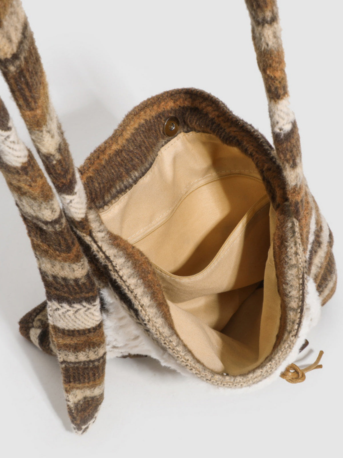Winter Knit Scarf Strap Faux Fur Hobo Bag