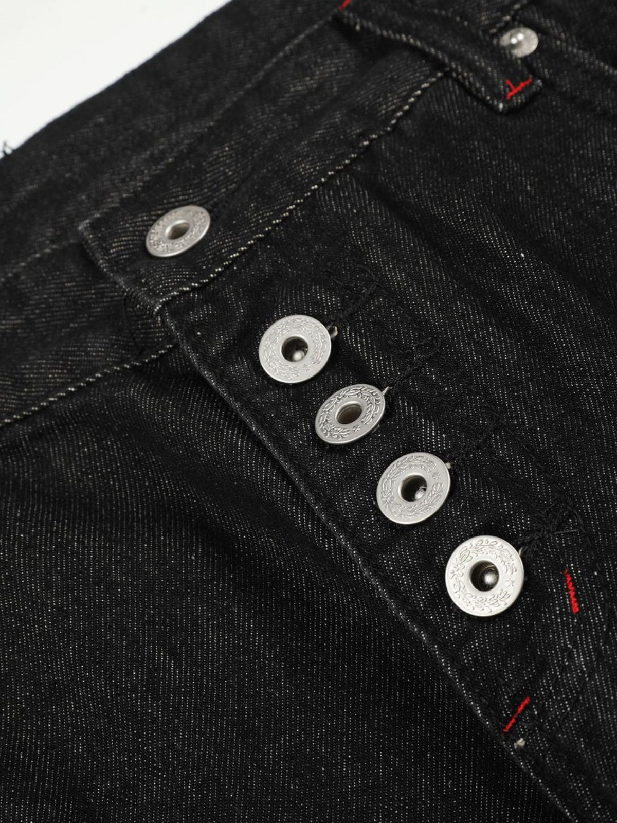 Haaura Grommet Side Button-Fly Barrel Jeans