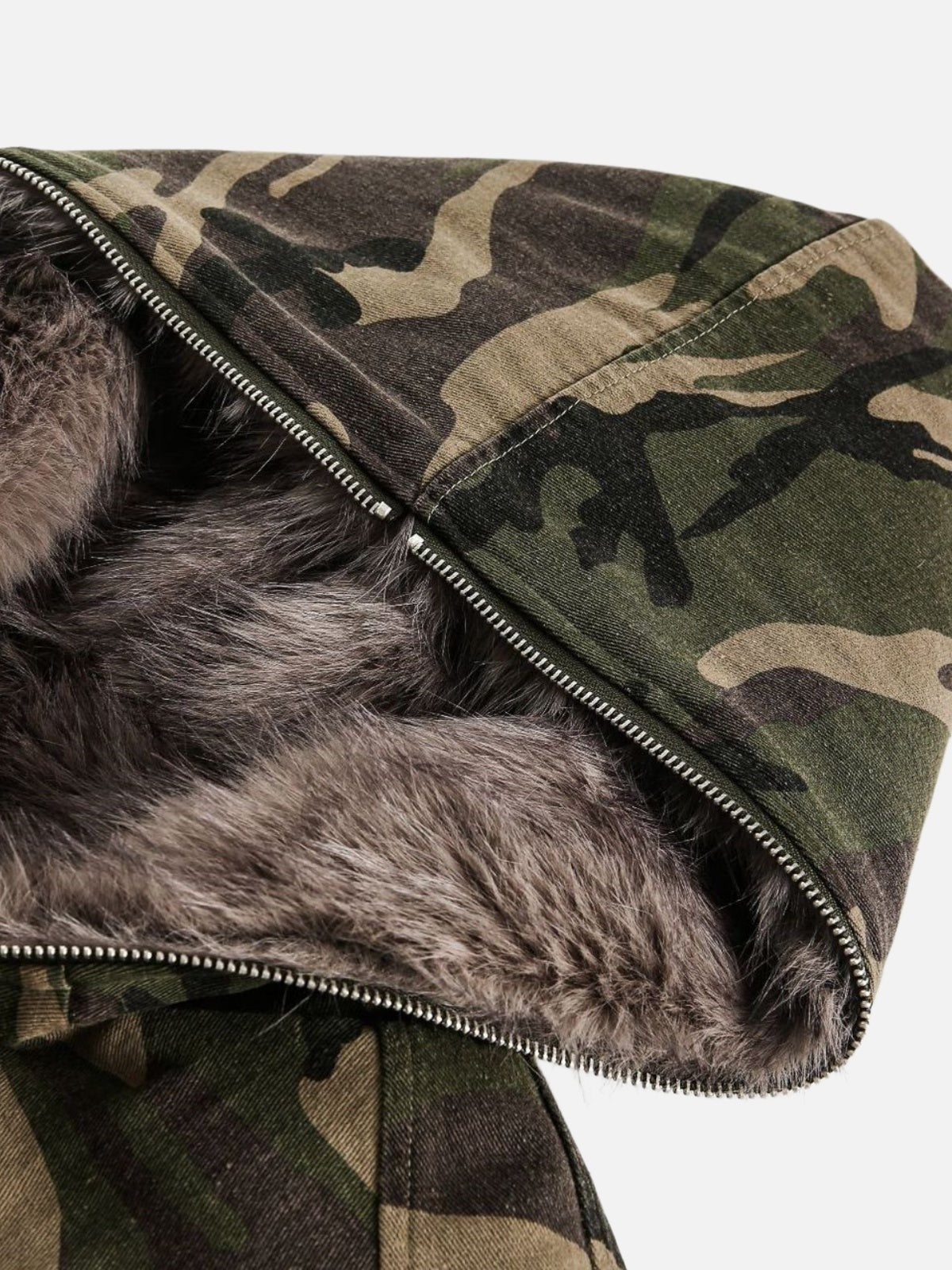Haaura Camo Faux Fur Hooded Jacket