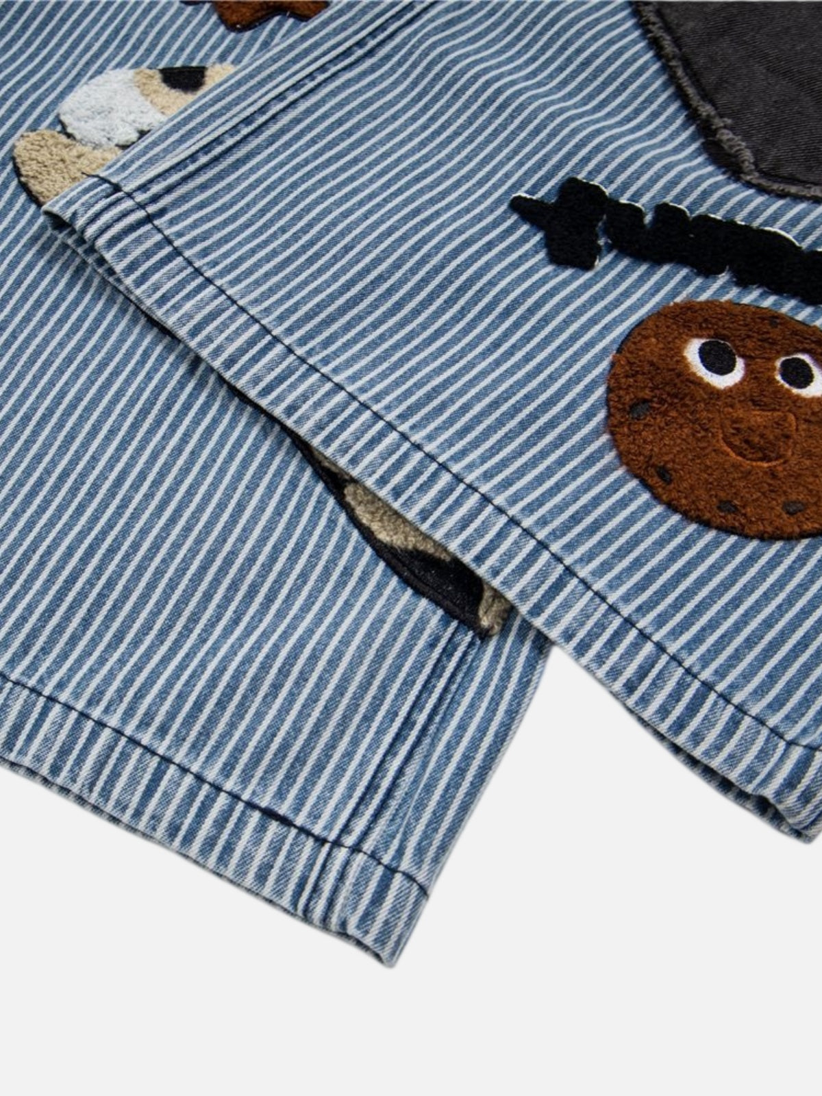Haaura Cat Patchwork Striped Baggy Jeans