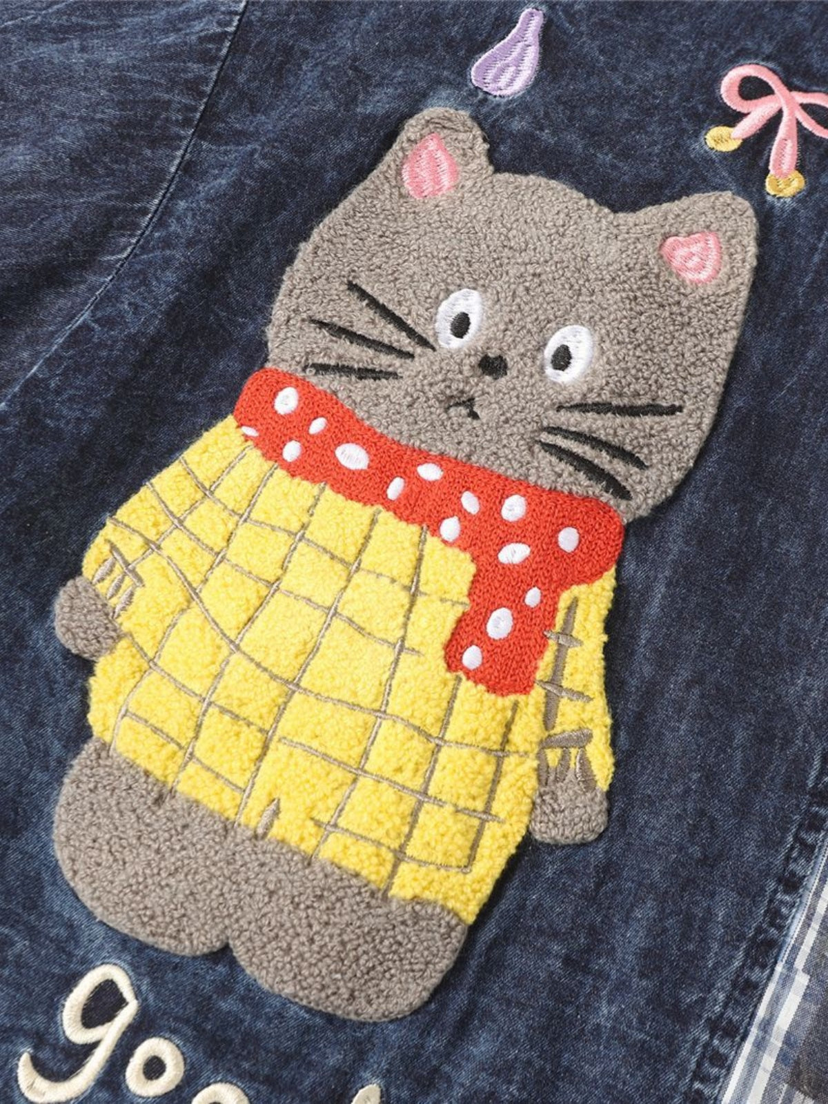 Haaura Cartoon Patchwork Denim Shirt