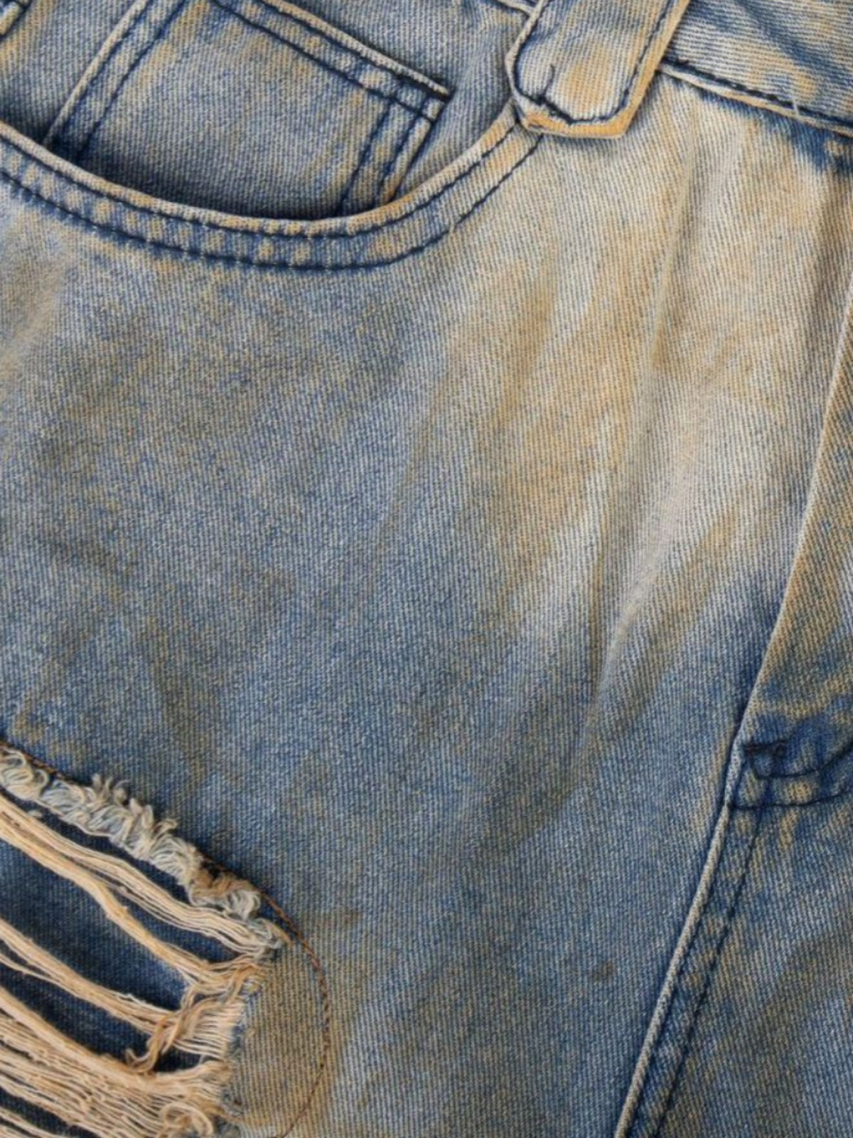 Haaura Distressed Washed Baggy Barrel Jeans